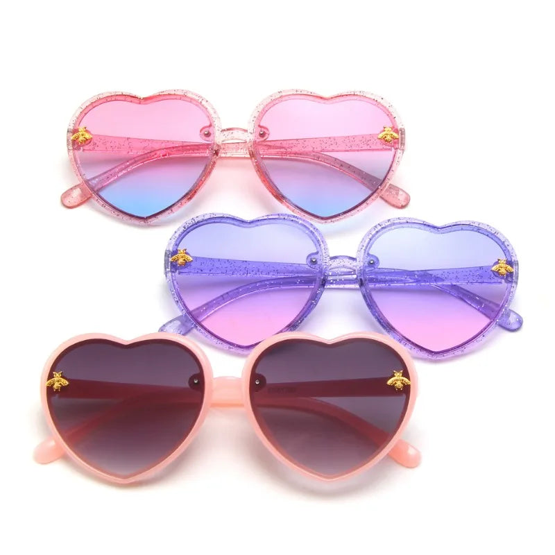 Fashion Heart Kids Sunglasses Children Retro Cute Pink Cartoon Sun Glasses Frame Girls Boys Baby Sunglasses UV400 Eyewear - ZOOMNSTORE