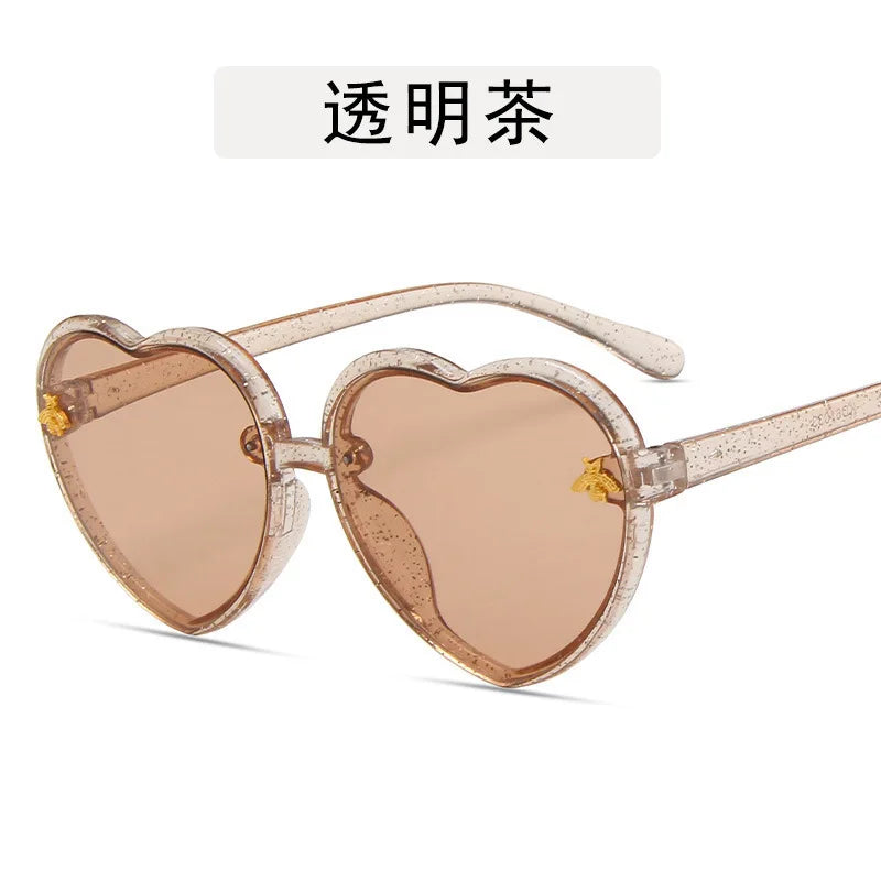 Fashion Heart Kids Sunglasses Children Retro Cute Pink Cartoon Sun Glasses Frame Girls Boys Baby Sunglasses UV400 Eyewear - ZOOMNSTORE