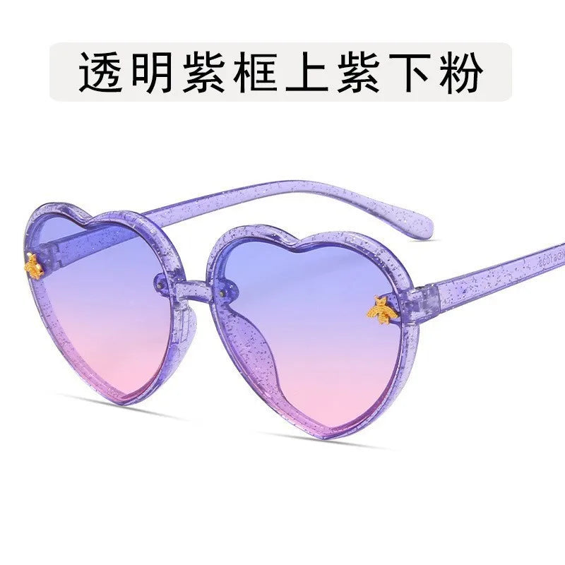Fashion Heart Kids Sunglasses Children Retro Cute Pink Cartoon Sun Glasses Frame Girls Boys Baby Sunglasses UV400 Eyewear - ZOOMNSTORE