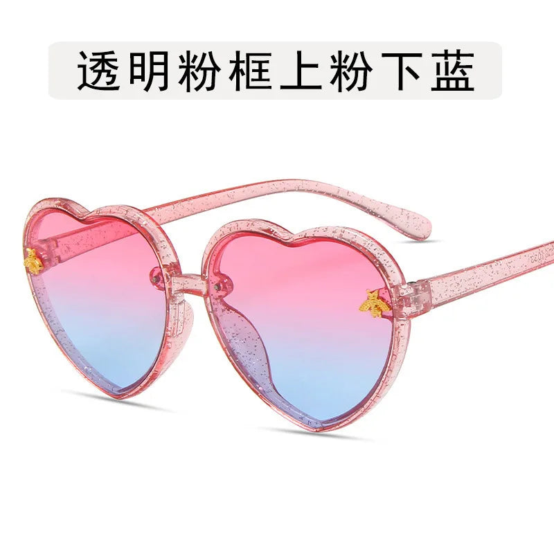 Fashion Heart Kids Sunglasses Children Retro Cute Pink Cartoon Sun Glasses Frame Girls Boys Baby Sunglasses UV400 Eyewear - ZOOMNSTORE
