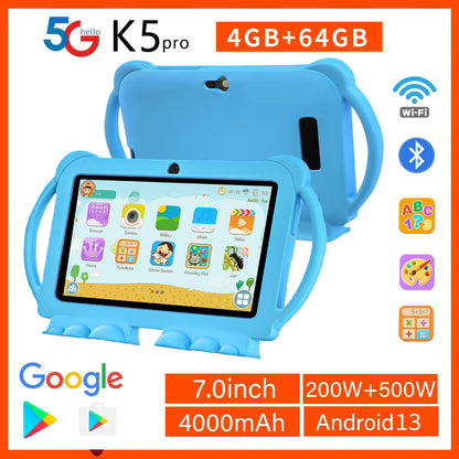 Kids 7-Inch Tablet - 5G WiFi Cartoon Case 4GB RAM 64GB ROM Educational PC - ZOOMNSTORE