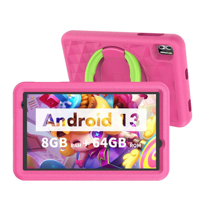 VASOUN Kids Tablet 8 Inch, Android 13 Quad Core, 8GB(4+4expand)RAM+64GB ROM, 5000mAh, Dual Camera, WiFi, Parental Control - ZOOMNSTORE