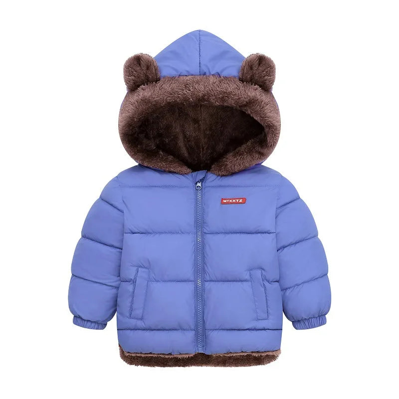Kids Thick Padded Hooded Winter Jacket - Warm Fleece Snowsuit Outerwear - ZOOMNSTORE