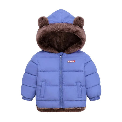 Kids Thick Padded Hooded Winter Jacket - Warm Fleece Snowsuit Outerwear - ZOOMNSTORE