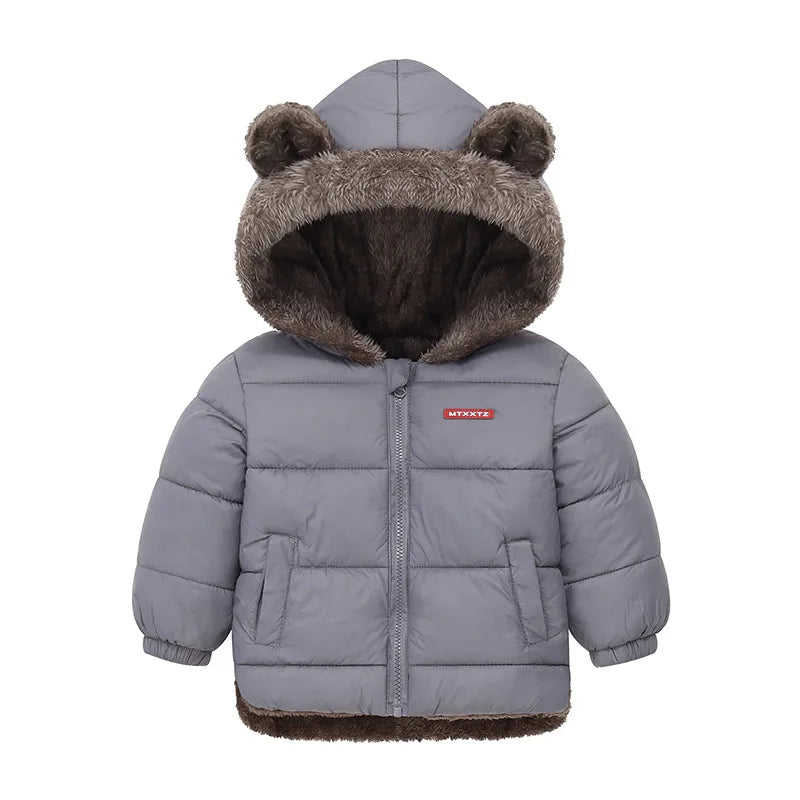 Kids Thick Padded Hooded Winter Jacket - Warm Fleece Snowsuit Outerwear - ZOOMNSTORE