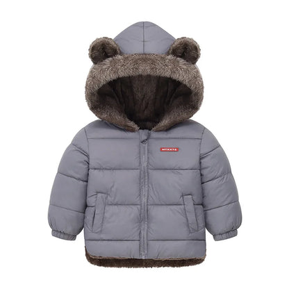 Kids Thick Padded Hooded Winter Jacket - Warm Fleece Snowsuit Outerwear - ZOOMNSTORE