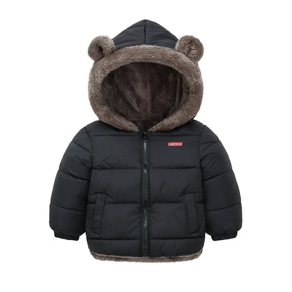 Kids Thick Padded Hooded Winter Jacket - Warm Fleece Snowsuit Outerwear - ZOOMNSTORE