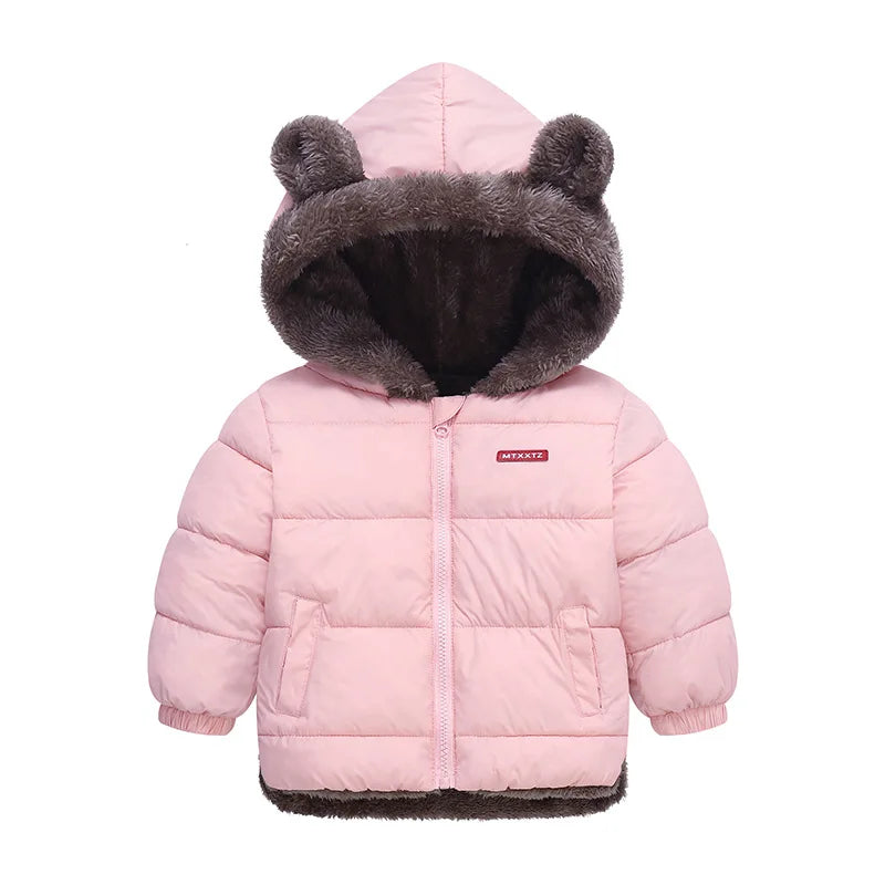 Kids Thick Padded Hooded Winter Jacket - Warm Fleece Snowsuit Outerwear - ZOOMNSTORE