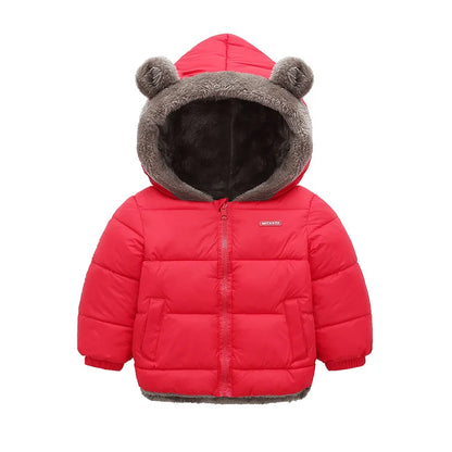 Kids Thick Padded Hooded Winter Jacket - Warm Fleece Snowsuit Outerwear - ZOOMNSTORE