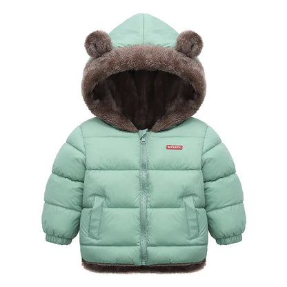 Kids Thick Padded Hooded Winter Jacket - Warm Fleece Snowsuit Outerwear - ZOOMNSTORE