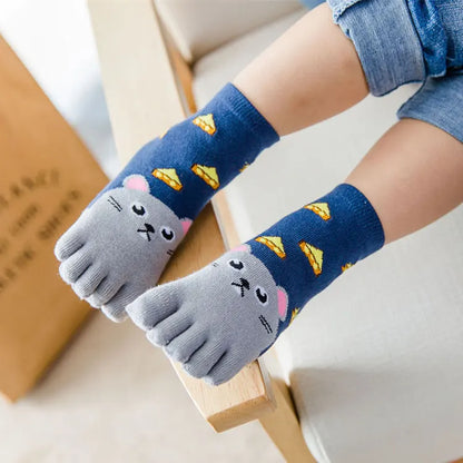 3 Pairs Kids Toe Socks Cute Cartoon Five Finger Socks Girls Boys  Kawaii High Quality Cotton Children Baby Socks Autumn Winter - ZOOMNSTORE