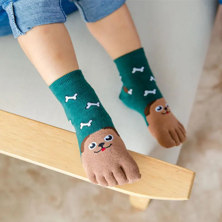 3 Pairs Kids Toe Socks Cute Cartoon Five Finger Socks Girls Boys  Kawaii High Quality Cotton Children Baby Socks Autumn Winter - ZOOMNSTORE