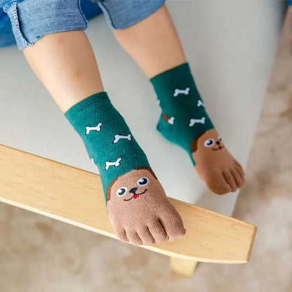 3 Pairs Kids Toe Socks Cute Cartoon Five Finger Socks Girls Boys  Kawaii High Quality Cotton Children Baby Socks Autumn Winter - ZOOMNSTORE