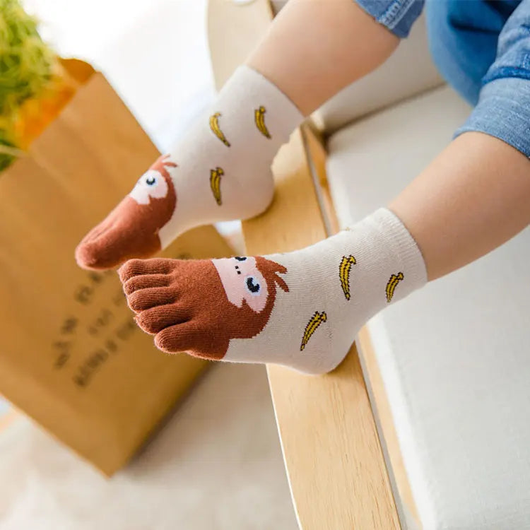 3 Pairs Kids Toe Socks Cute Cartoon Five Finger Socks Girls Boys  Kawaii High Quality Cotton Children Baby Socks Autumn Winter - ZOOMNSTORE