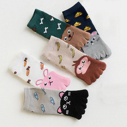 3 Pairs Kids Toe Socks Cute Cartoon Five Finger Socks Girls Boys  Kawaii High Quality Cotton Children Baby Socks Autumn Winter - ZOOMNSTORE