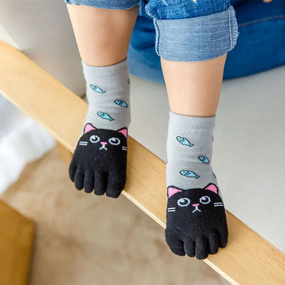 3 Pairs Kids Toe Socks Cute Cartoon Five Finger Socks Girls Boys  Kawaii High Quality Cotton Children Baby Socks Autumn Winter - ZOOMNSTORE