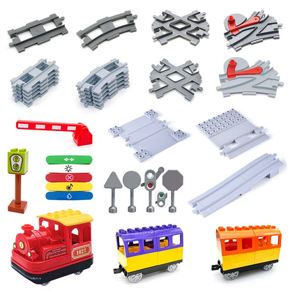 Kids Train Track Blocks – DIY Railway Toy Set With Large Plastic Bricks - ZOOMNSTORE