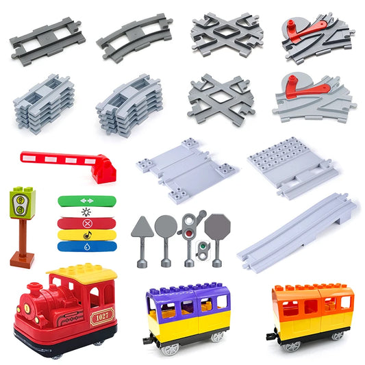 Kids Train Track Blocks – DIY Railway Toy Set With Large Plastic Bricks - ZOOMNSTORE