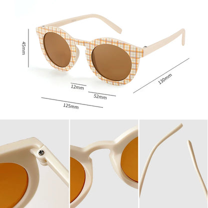 Kids UV400 Checker Panel Round Sunglasses - Cute Outdoor Sun Protection Glasses - ZOOMNSTORE