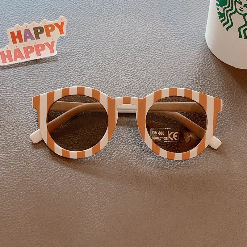 Kids UV400 Checker Panel Round Sunglasses - Cute Outdoor Sun Protection Glasses - ZOOMNSTORE