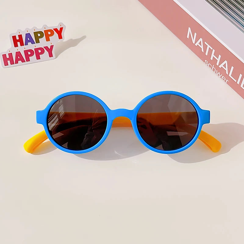 Kids UV400 Checker Panel Round Sunglasses - Cute Outdoor Sun Protection Glasses - ZOOMNSTORE