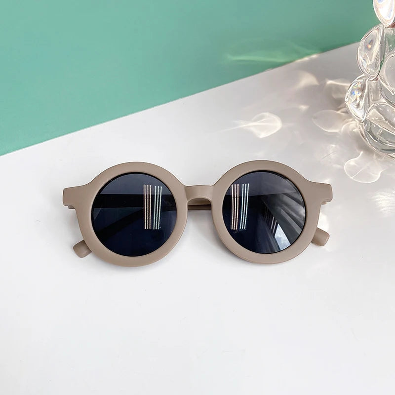Kids UV400 Checker Panel Round Sunglasses - Cute Outdoor Sun Protection Glasses - ZOOMNSTORE