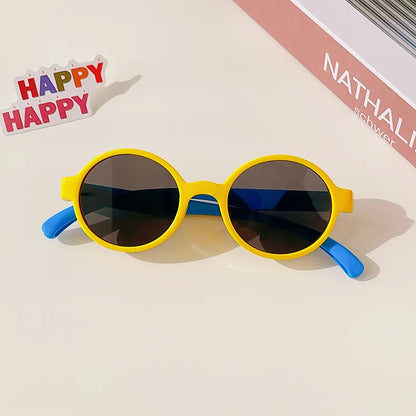 Kids UV400 Checker Panel Round Sunglasses - Cute Outdoor Sun Protection Glasses - ZOOMNSTORE