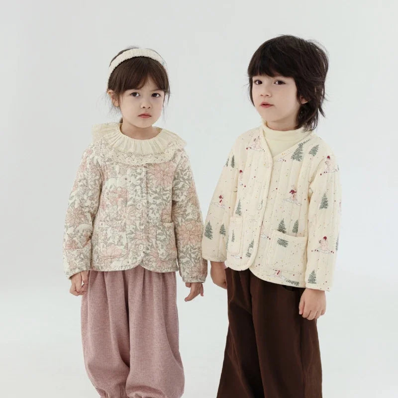 Kids Velvet Jacket - Nordic Style Cotton Coat for Autumn Winter - ZOOMNSTORE