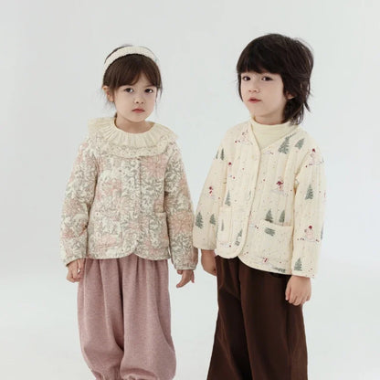 Kids Velvet Jacket - Nordic Style Cotton Coat for Autumn Winter - ZOOMNSTORE