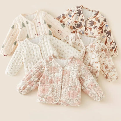 Kids Velvet Jacket - Nordic Style Cotton Coat for Autumn Winter - ZOOMNSTORE