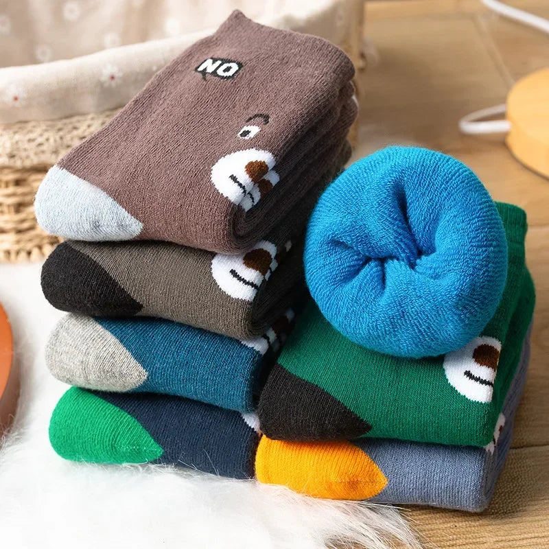 5 Pairs/Lot Kids Scoks Autumn Winter Kids Warm Thicken Cotton Socks Unisex Boys Girls Cute Cartoon Animal Socks - ZOOMNSTORE