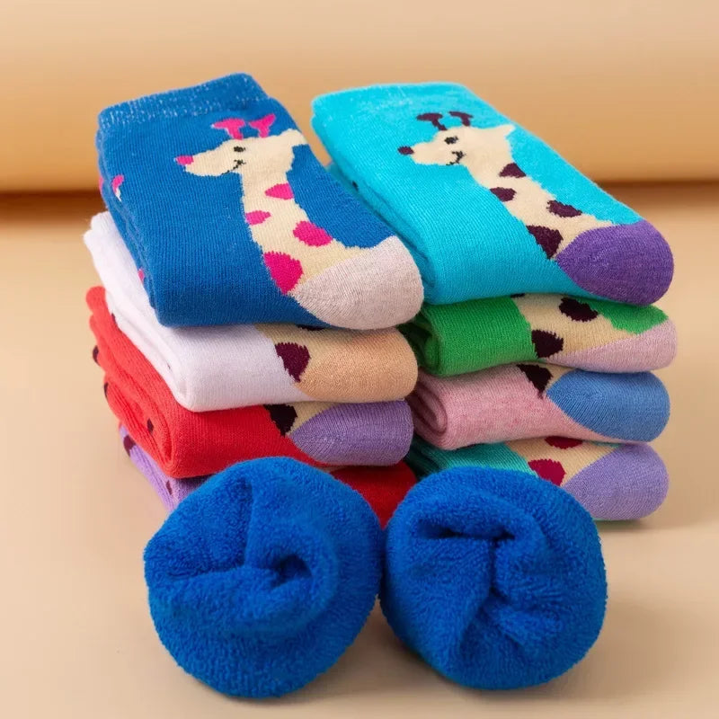 5 Pairs/Lot Kids Scoks Autumn Winter Kids Warm Thicken Cotton Socks Unisex Boys Girls Cute Cartoon Animal Socks - ZOOMNSTORE