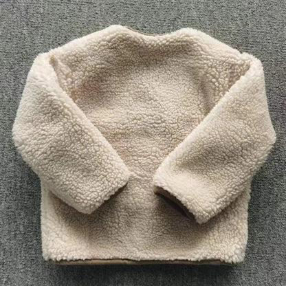 Reversible Plaid Plush Jacket - Warm Kids Winter Coat - ZOOMNSTORE