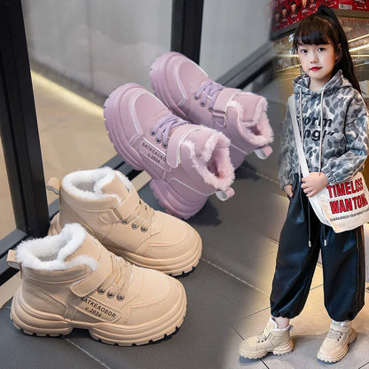 Kids Winter Boots – Children Ankle Boots with Warm Fur, Non Slip Soft Sole Shoes - ZOOMNSTORE