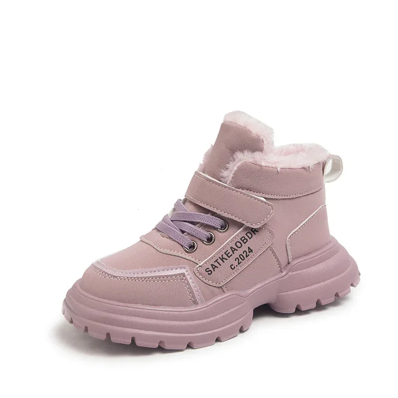 Kids Winter Boots – Children Ankle Boots with Warm Fur, Non Slip Soft Sole Shoes - ZOOMNSTORE