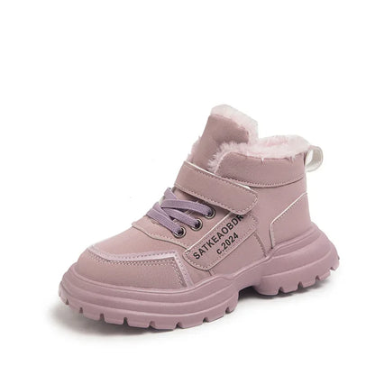 Kids Winter Boots – Children Ankle Boots with Warm Fur, Non Slip Soft Sole Shoes - ZOOMNSTORE