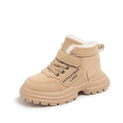 Kids Winter Boots – Children Ankle Boots with Warm Fur, Non Slip Soft Sole Shoes - ZOOMNSTORE