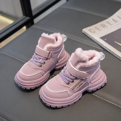 Kids Winter Boots – Children Ankle Boots with Warm Fur, Non Slip Soft Sole Shoes - ZOOMNSTORE