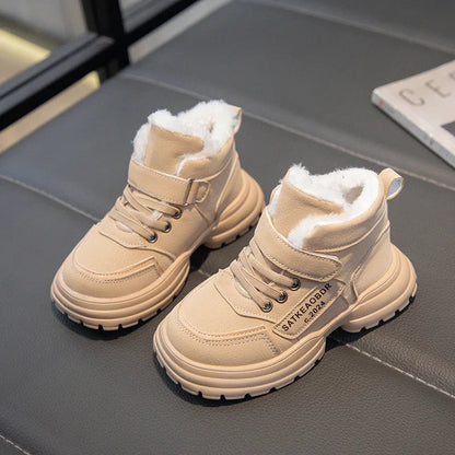 Kids Winter Boots – Children Ankle Boots with Warm Fur, Non Slip Soft Sole Shoes - ZOOMNSTORE