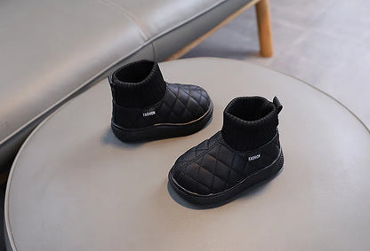 Kids Winter Boots - Girls Warm Velvet Cotton Snow Shoes With Leather Upper - ZOOMNSTORE