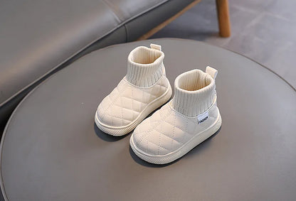 Kids Winter Boots - Girls Warm Velvet Cotton Snow Shoes With Leather Upper - ZOOMNSTORE