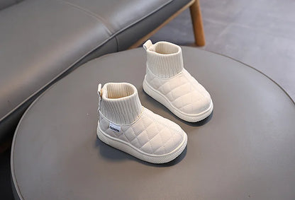 Kids Winter Boots - Girls Warm Velvet Cotton Snow Shoes With Leather Upper - ZOOMNSTORE