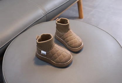 Kids Winter Boots - Girls Warm Velvet Cotton Snow Shoes With Leather Upper - ZOOMNSTORE