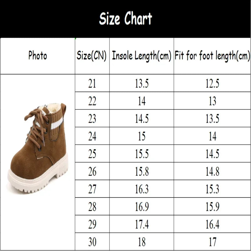 Kids Winter Boots - Plush Inside Cotton Fabric Ankle Height Lace-Up Shoes - ZOOMNSTORE