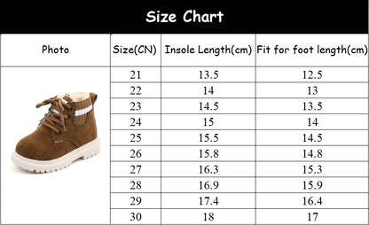 Kids Winter Boots - Plush Inside Cotton Fabric Ankle Height Lace-Up Shoes - ZOOMNSTORE