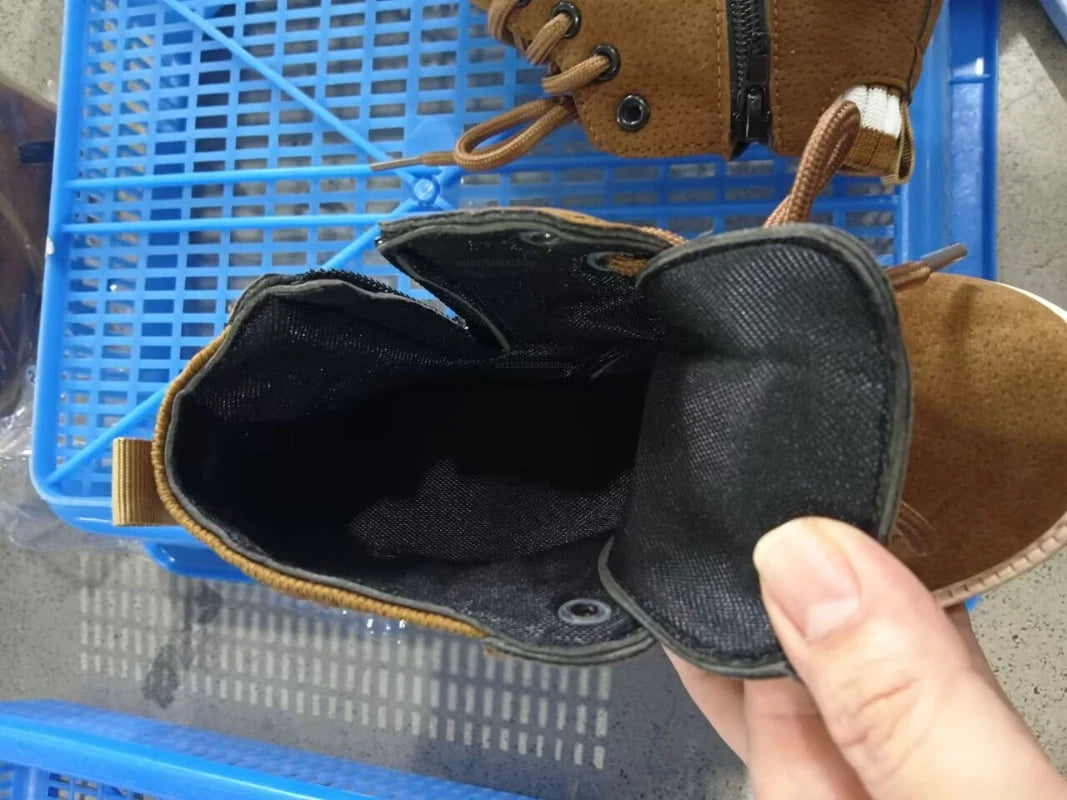 Kids Winter Boots - Plush Inside Cotton Fabric Ankle Height Lace-Up Shoes - ZOOMNSTORE