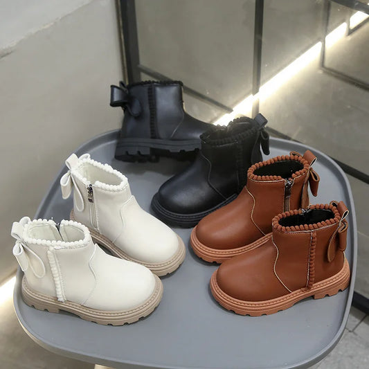 Kids Winter Boots – Warm Toddler Footwear PU Leather Ankle High Shoes - ZOOMNSTORE