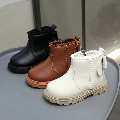 Kids Winter Boots – Warm Toddler Footwear PU Leather Ankle High Shoes - ZOOMNSTORE