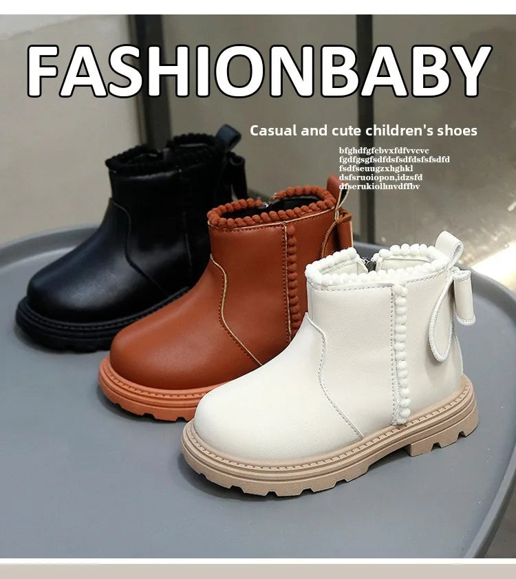 Kids Winter Boots – Warm Toddler Footwear PU Leather Ankle High Shoes - ZOOMNSTORE