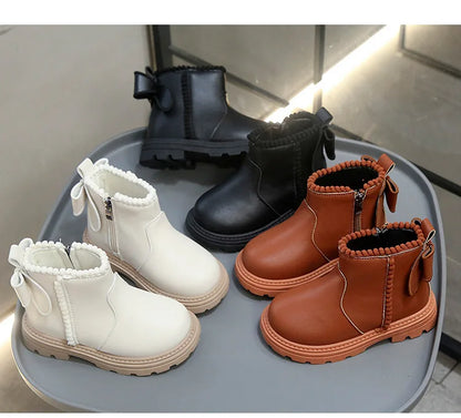 Kids Winter Boots – Warm Toddler Footwear PU Leather Ankle High Shoes - ZOOMNSTORE